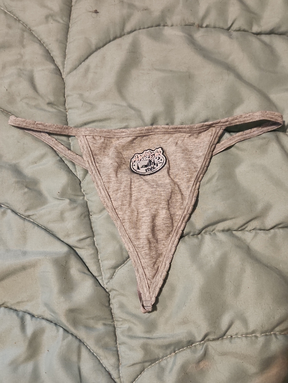 PINK Victoria's Secret Heather Gray Triangle Thong